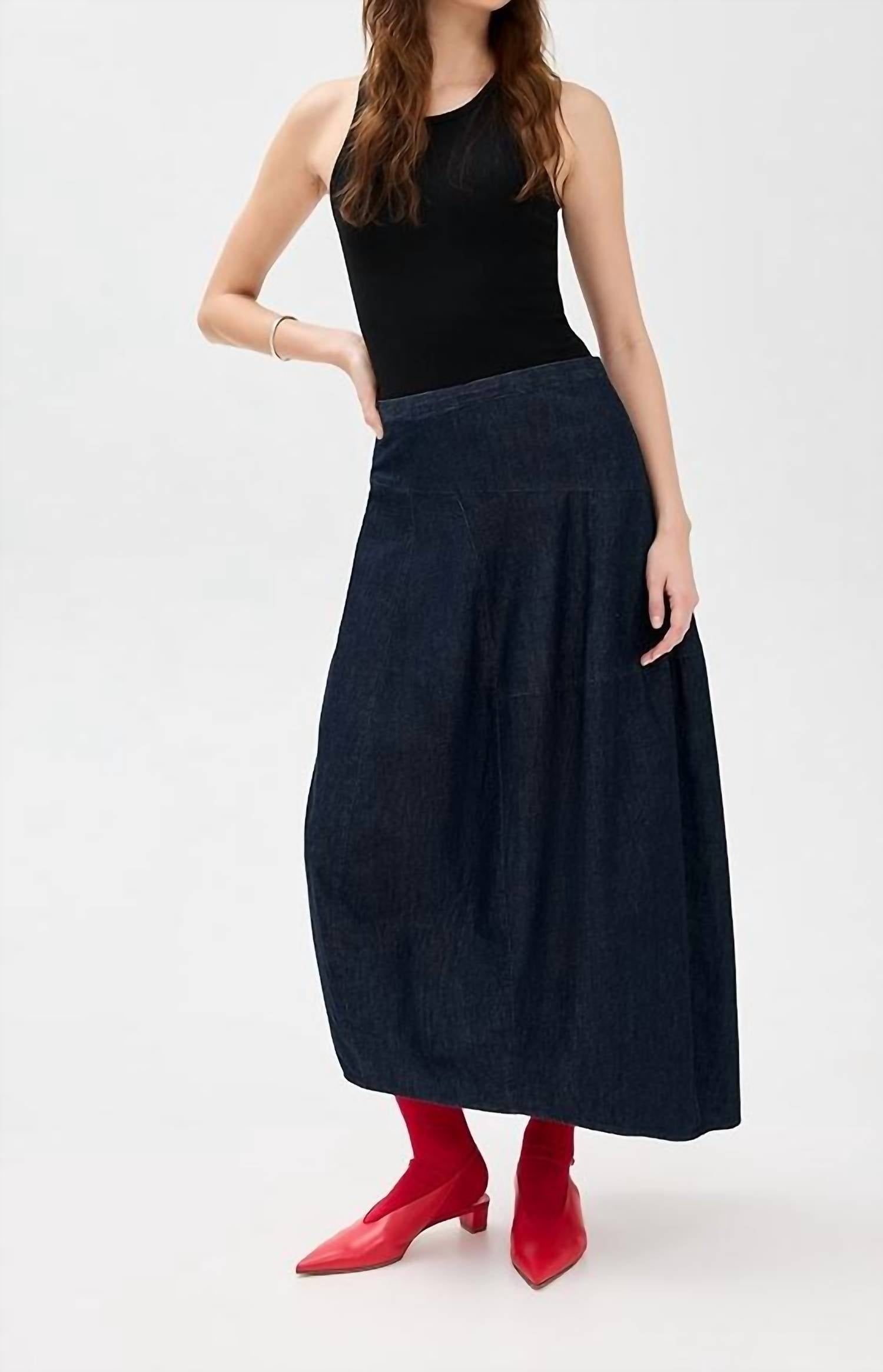 Tibi - Denim Asymmetrical Balloon Skirt - Short