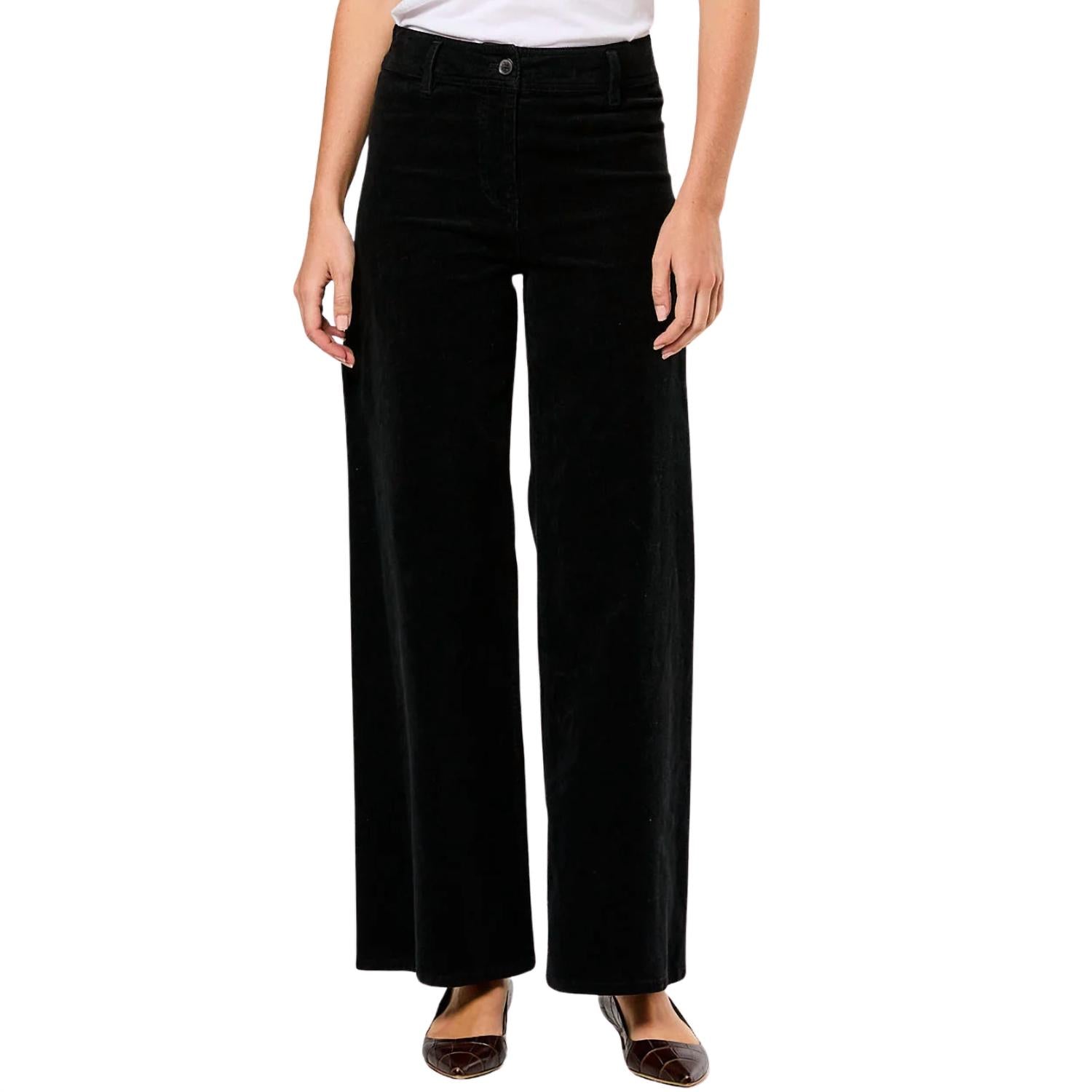 NILI LOTAN Women's Megan Corduroy Pant in jet black - women's pants - detail view