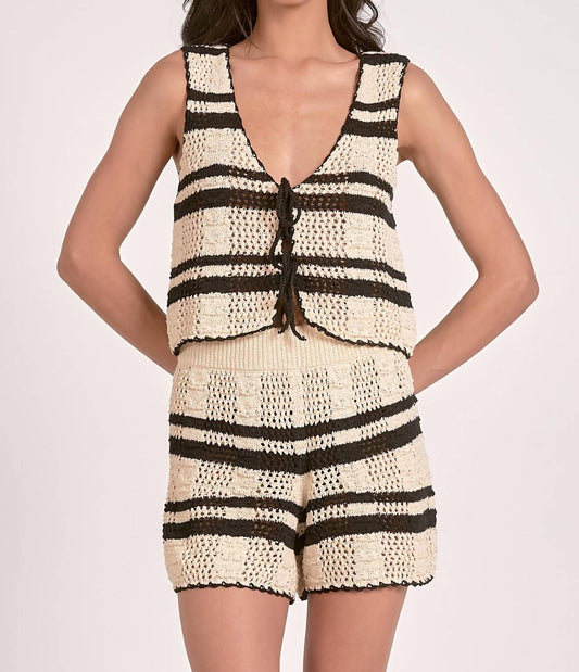 Elan - Crochet Vest And Short Set