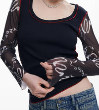 Desigual - Squiggle Long Sleeve Tee