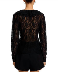 STEVE MADDEN Elvie Ruffle Front Lace Top in black - women's blouse - view 4