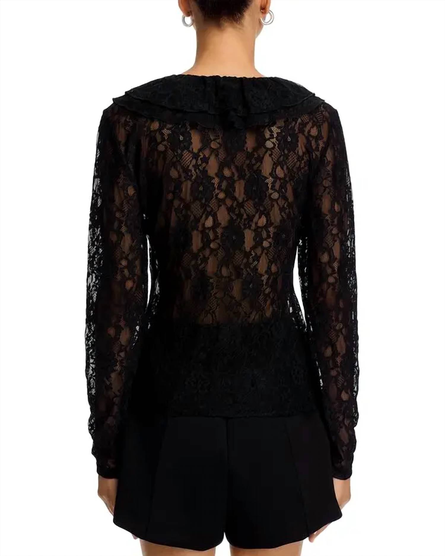STEVE MADDEN Elvie Ruffle Front Lace Top in black - women's blouse - view 4