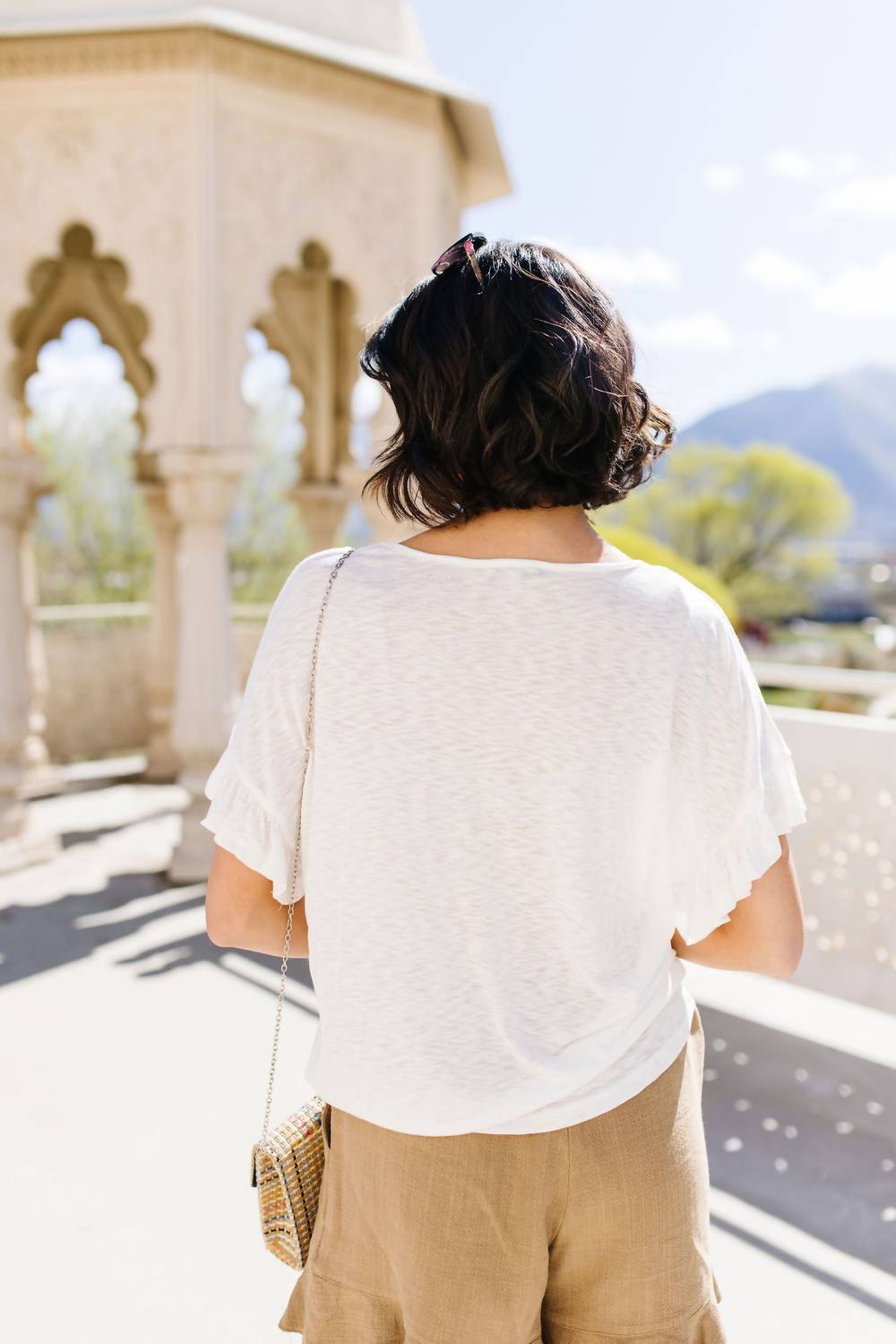 Ruffled Sleeve Button Down Shirt