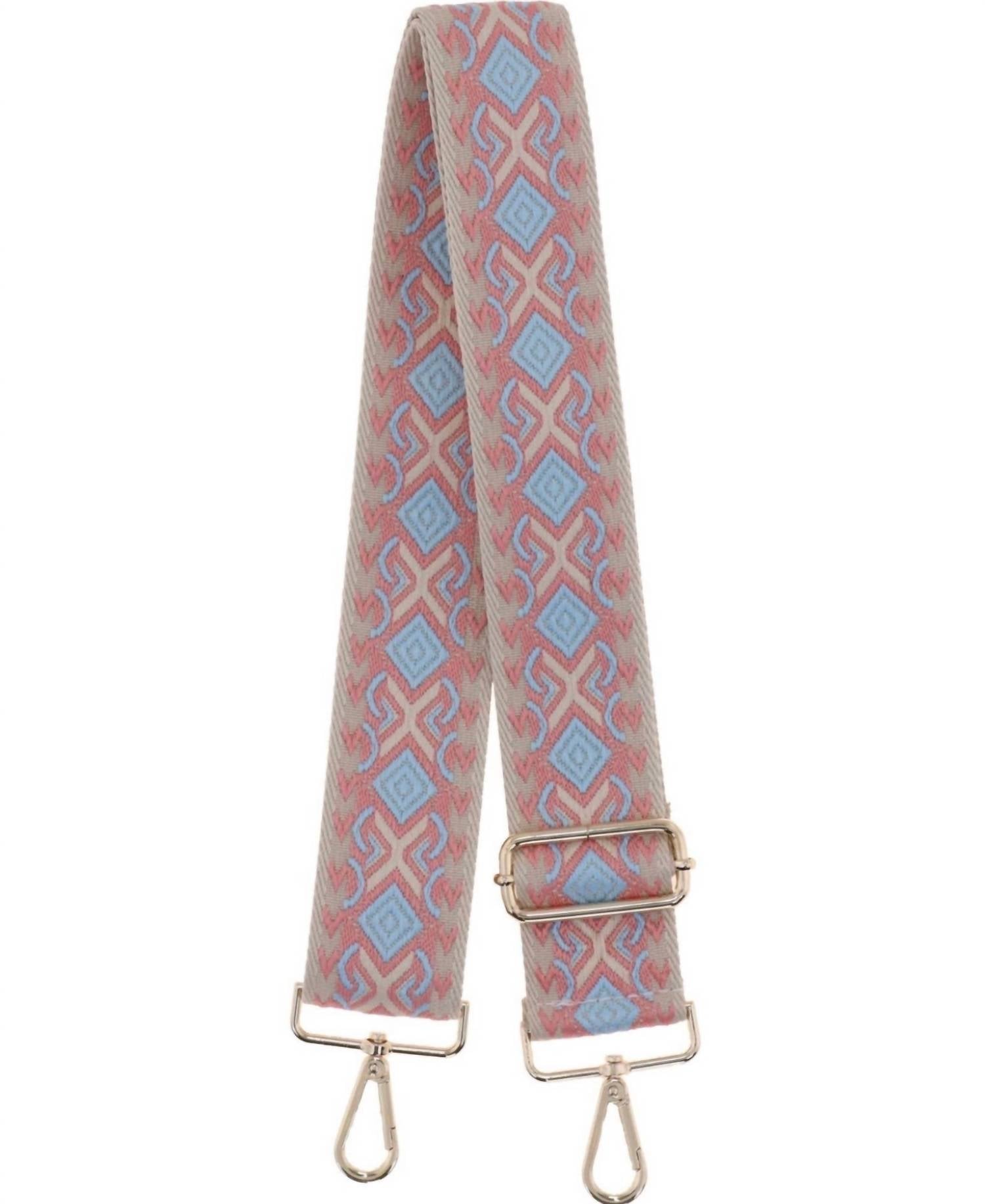 Made in Italy Women's Woven Guitar Style Bag Strap in italy women s woven guitar style bag strap in pink blue geo - women's item