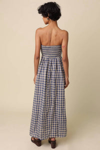 Olivaceous - Mollie Gingham Linen Dress