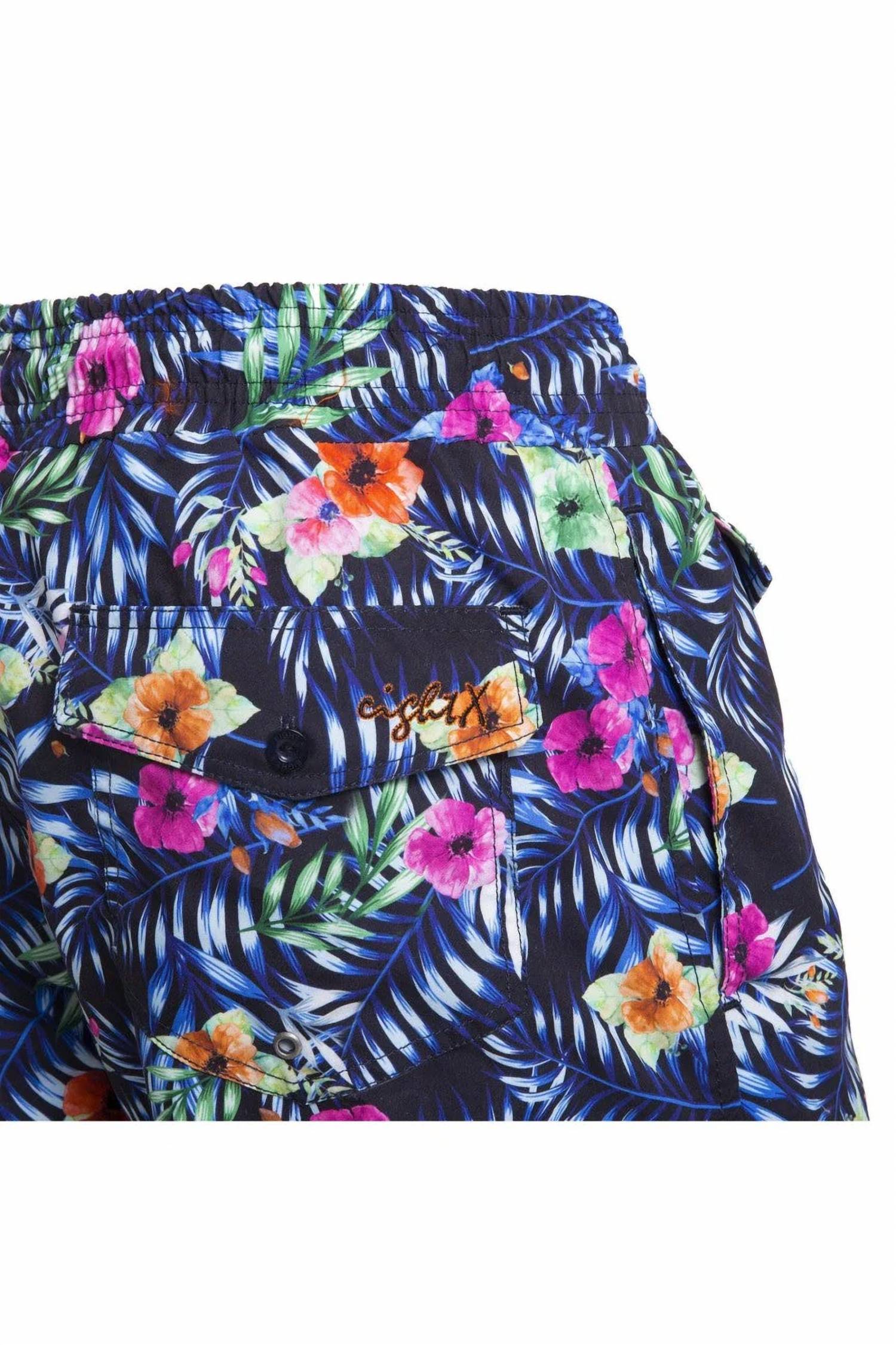Eight X - Men's Tropical Floral Print Swim Trunks