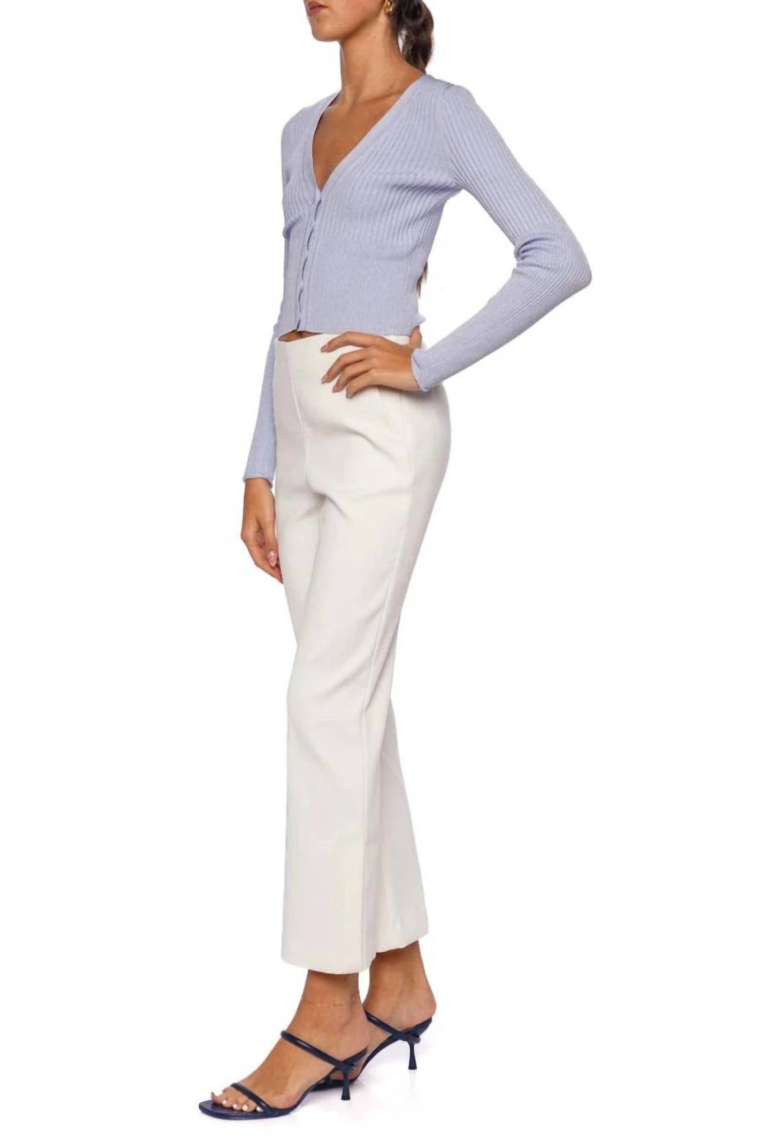 JONATHAN SIMKHAI Evie Cropped Pants in ivory - women's pants - detail view