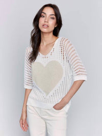 Charlie B - Women's Fishnet V Neck Short Tee