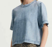 MELISSA NEPTON Calypso Top in medium wash - women's t-shirt - detail view