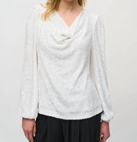Joseph Ribkoff - Sequined Cowl Neck Top
