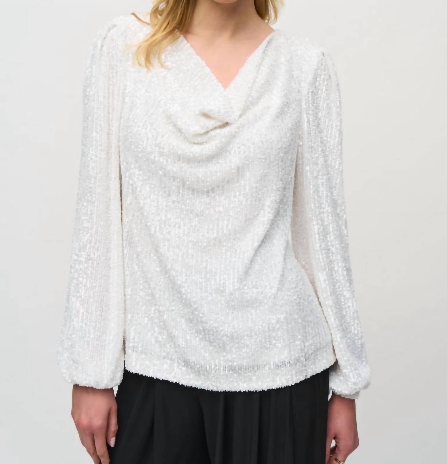 Joseph Ribkoff - Sequined Cowl Neck Top