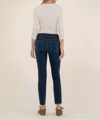 KUT FROM THE KLOTH Reese Straight Leg With Raw Hem Jeans in courageously - women's jeans - detail view