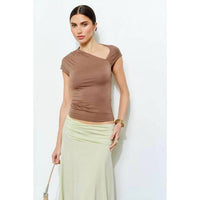 Loucia - Petra Short Sleeve Asymmetrical Draped Top