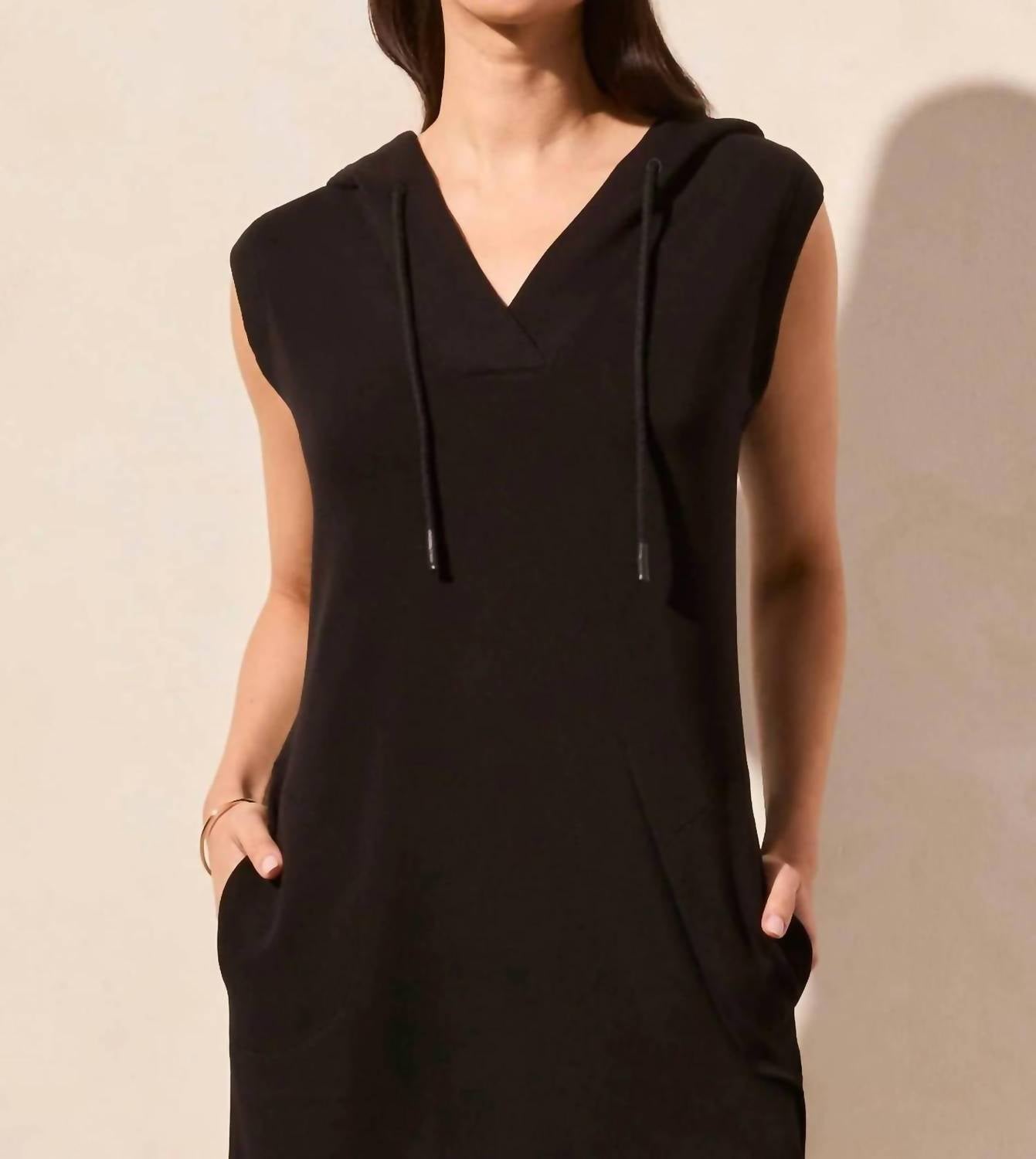 Tribal - Scuba Knit Sleeveless Hooded Dress