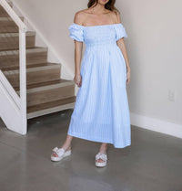 Creamon Hailey Off The Shoulder Dress in blue - women's dress