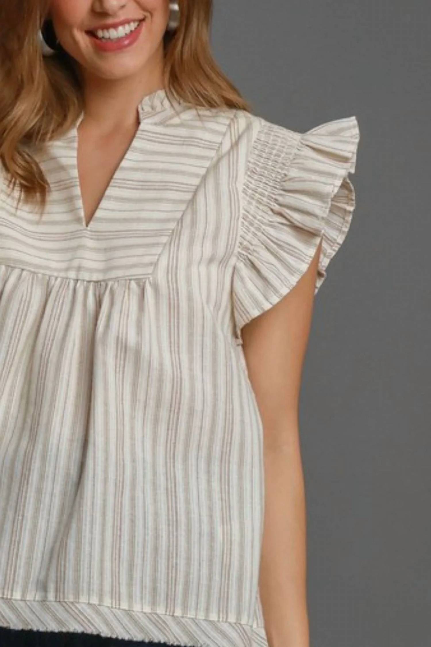 Vanilla Monkey - Striped Babydoll Top - Plus