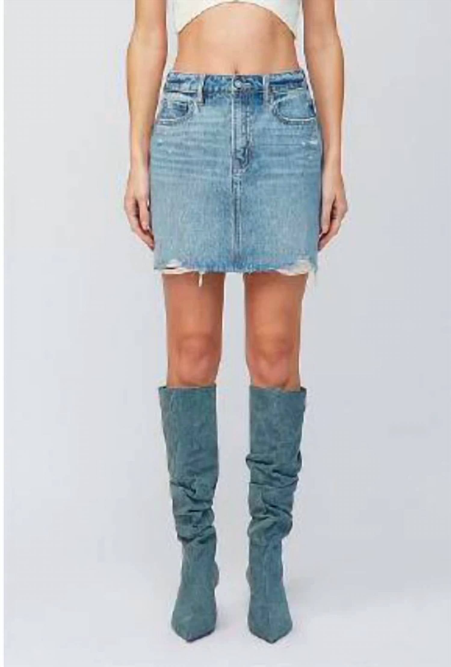 Hidden - Peyton Grinded Denim Mini Skirt