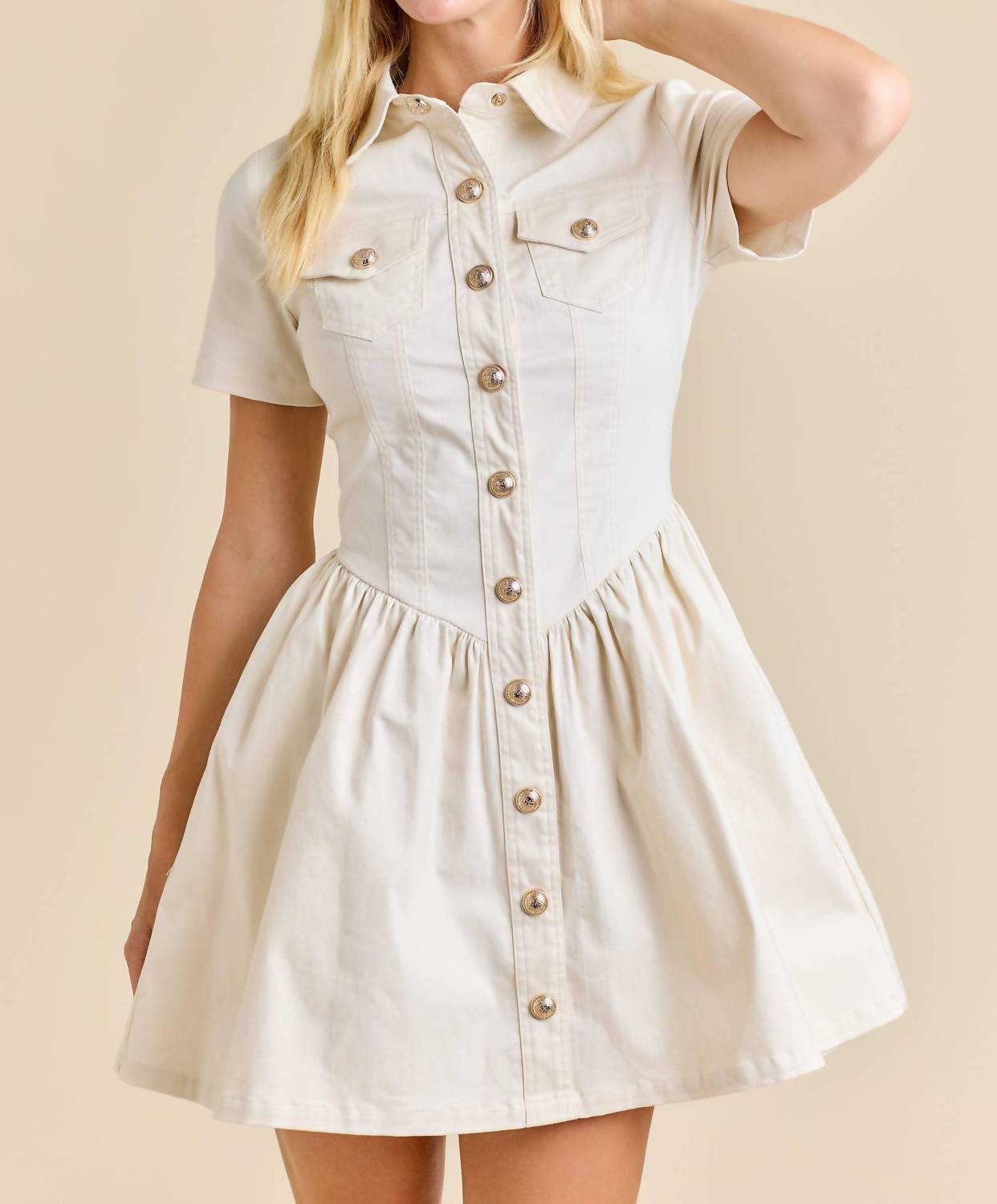 Main Strip - Button-up Mini Denim Dress