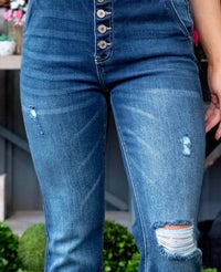 Kancan - High Rise Button Flare Jean