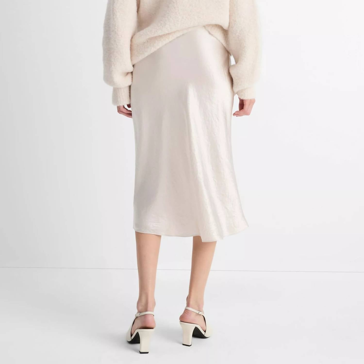Vince Satin Slip Midi Skirt in champagne - women's skirt - alternate view