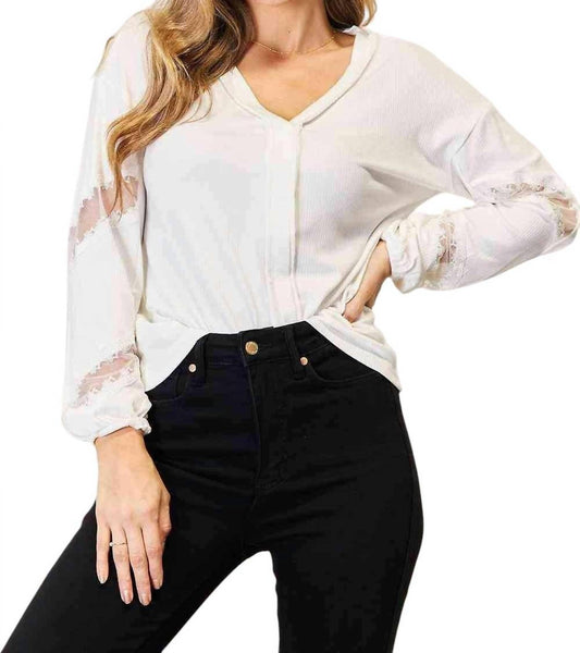 Double Take - Elegant Lace V-Neck Blouse