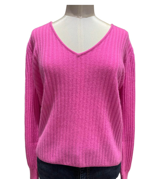 &Isla - RIO SOLID RIBBED VEE SWEATER