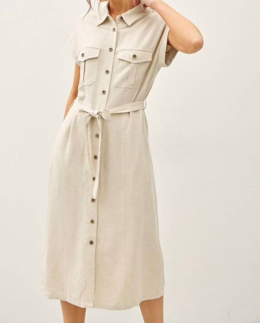 Be Cool - Utility Style Button Up Midi Dress