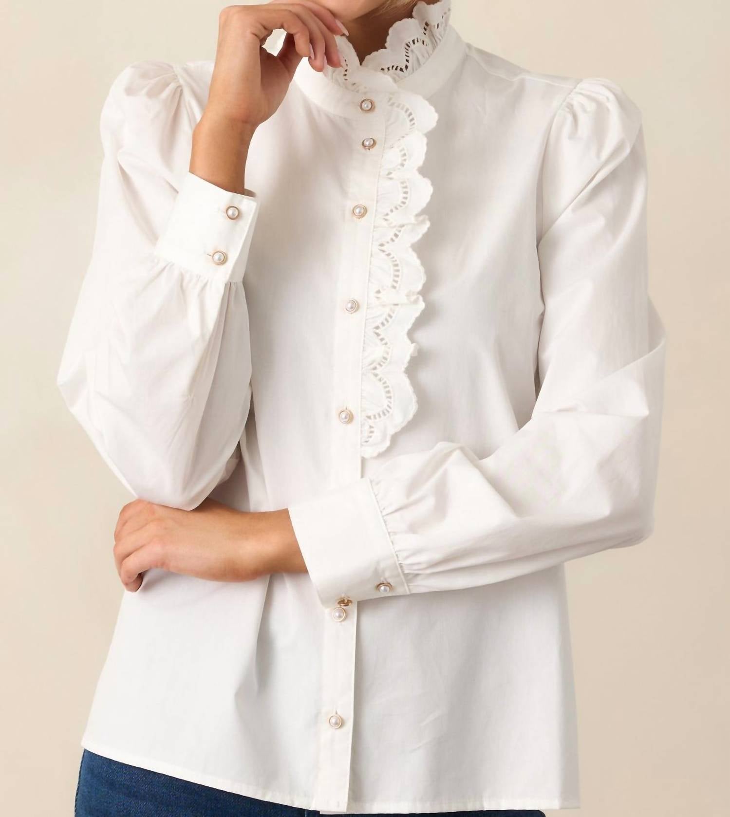 Prosperina - Madison White Ruffle Cotton Top