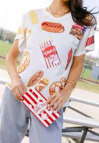QUEEN OF SPARKLES Ballpark Food Tee in white - women's t-shirt - detail view