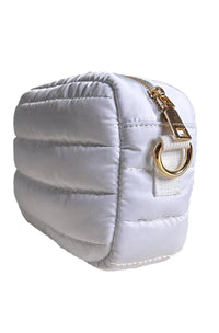 AHDORNED Women's Ella Quilted Puffer Bag in white - women's bag - detail view