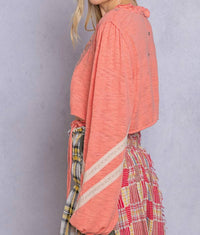 Pol - Embroidered Crop Poets Blouse