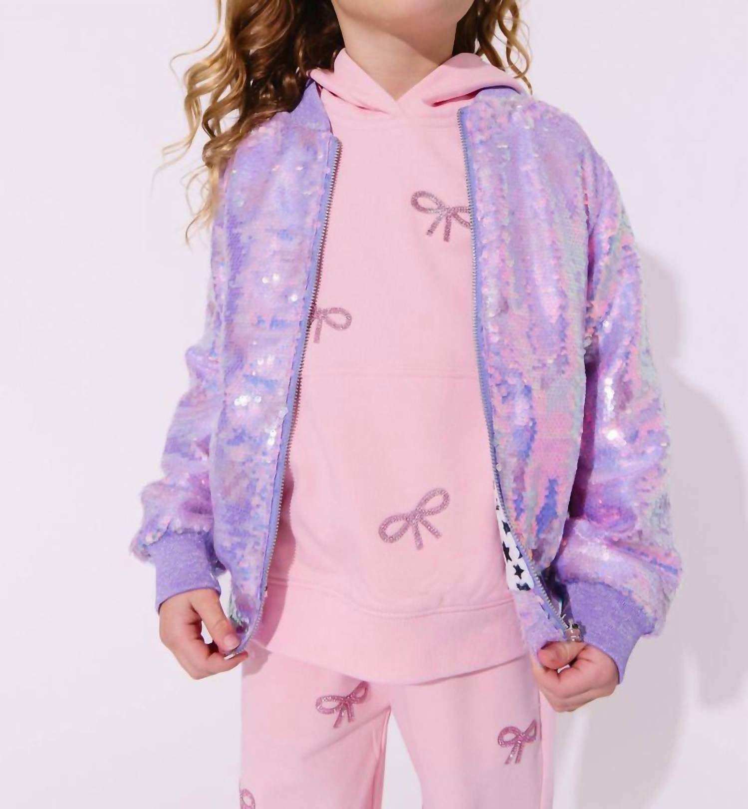 Lola + The Boys - Stars Sequin Bomber Jacket