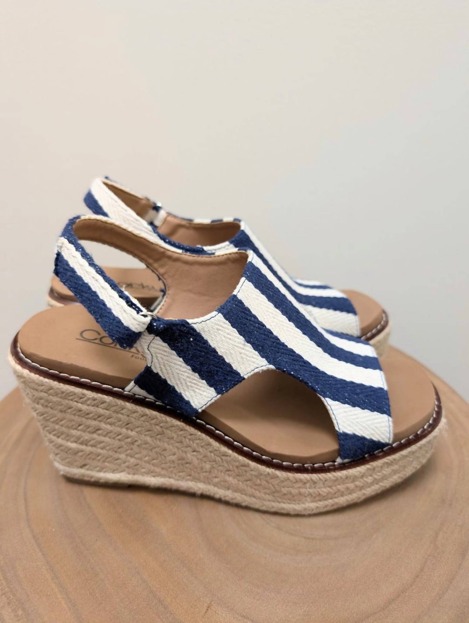 Corkys Footwear - Freddie Wedge Navy Stripe