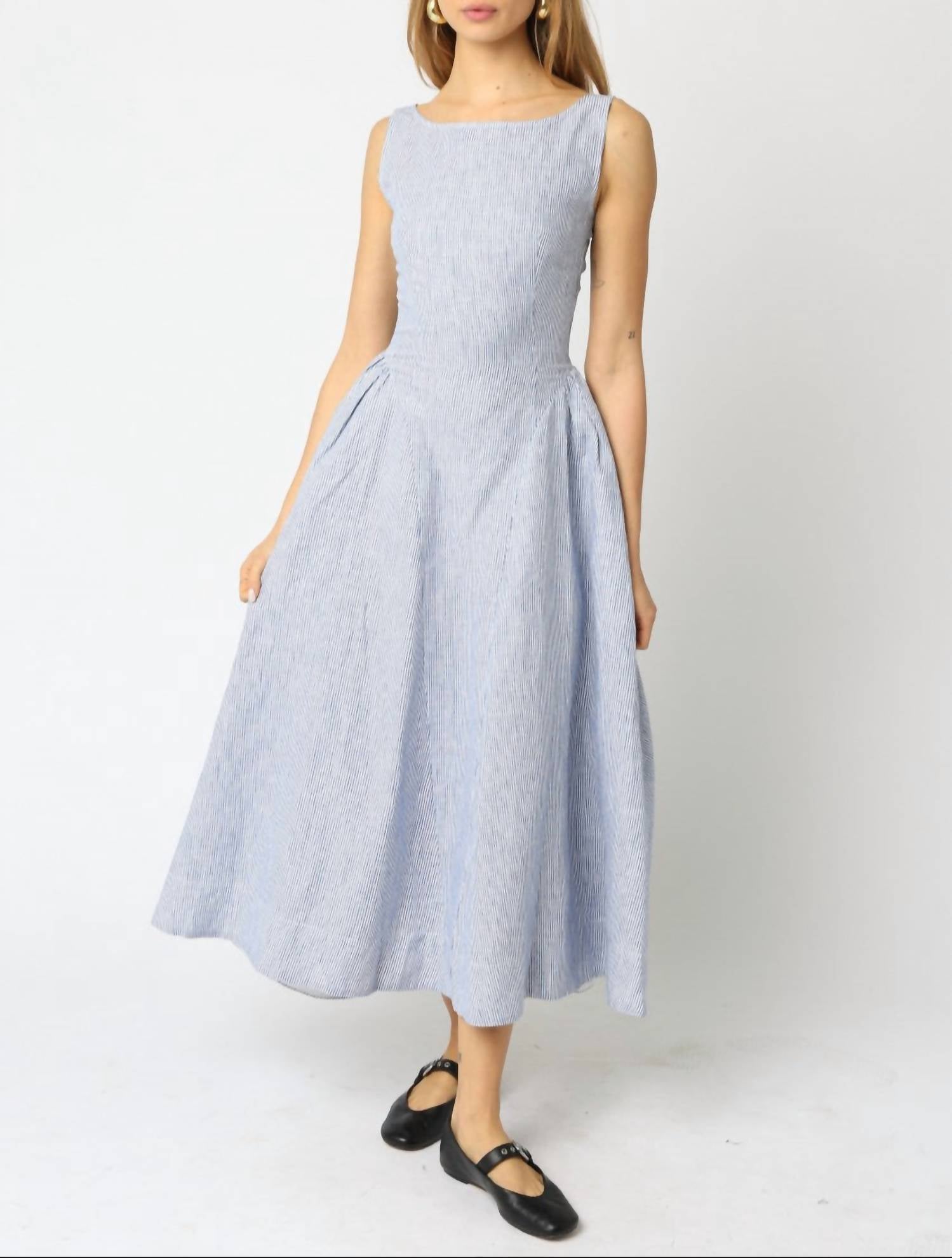 Olivaceous - Charlotte Stripe Midi Dress