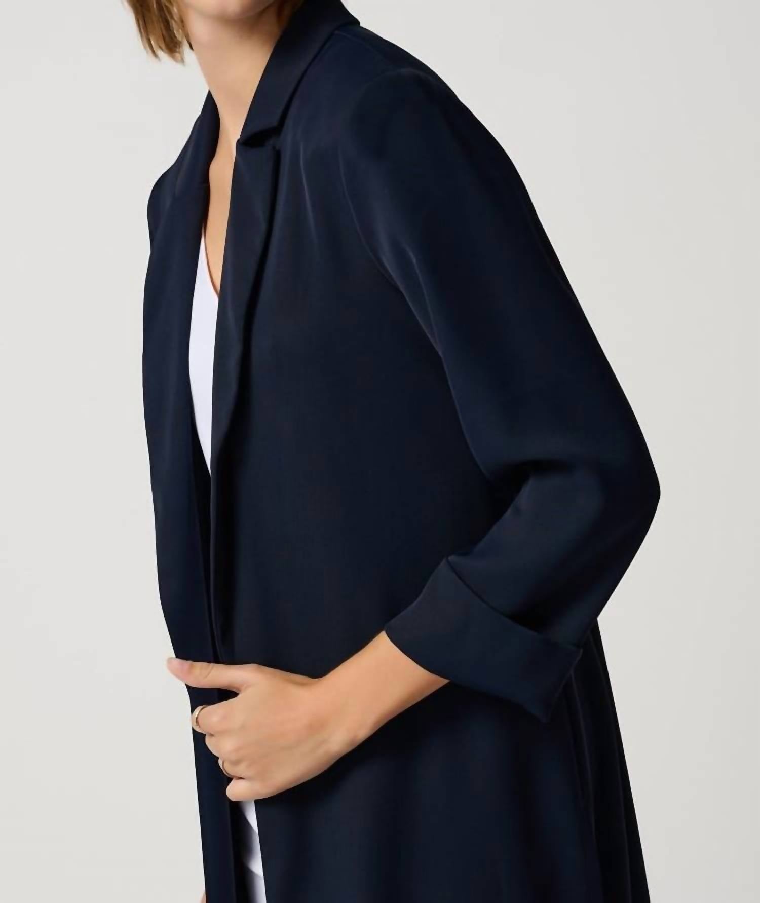 Joseph Ribkoff Classic Long Blazer in midnight blue - women's jacket - alternate view