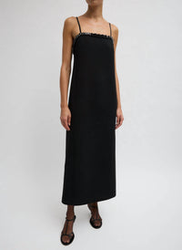 Tibi - Bonded Twill Beaded Strappy Dress