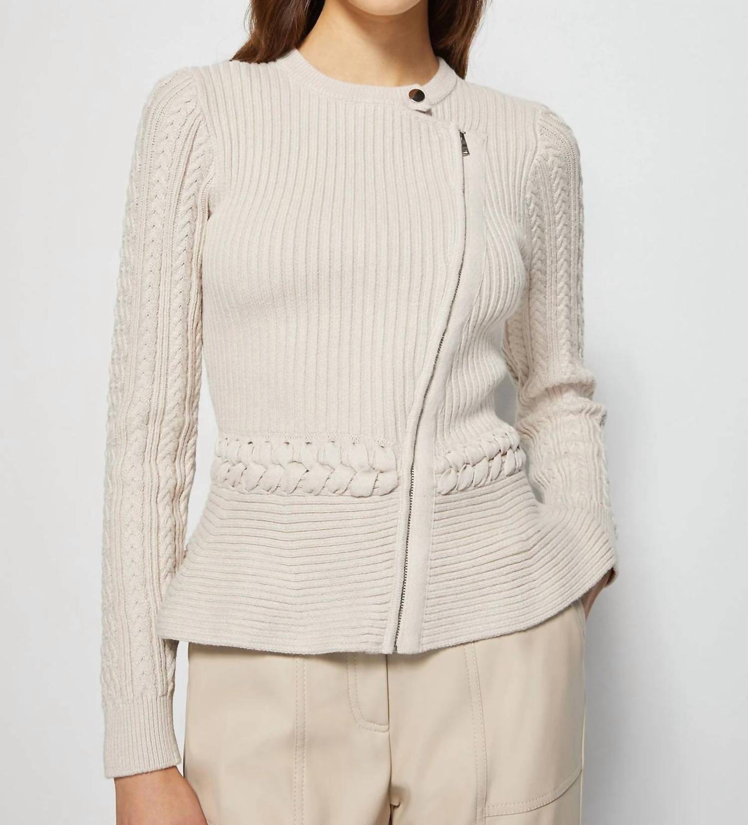 SIMKHAI Andi Peplum Jacket in stone - women's jacket