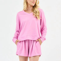 Mary Square Carly Short Lounge Set in pink peony - women's sleepwear