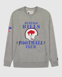 Starter - Men's Buffalo Bills Crew Neck Sweatshirt With Zip Pockets