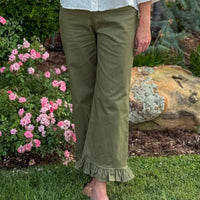 Anniewear - Ruffle Edge Cropped Twill Pants