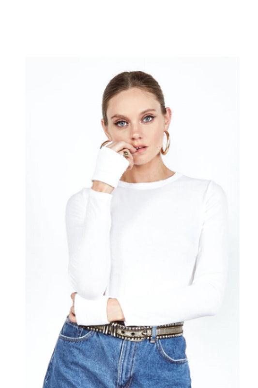 Michael Lauren - Baxter Long Sleeve Fitted Top With Slit