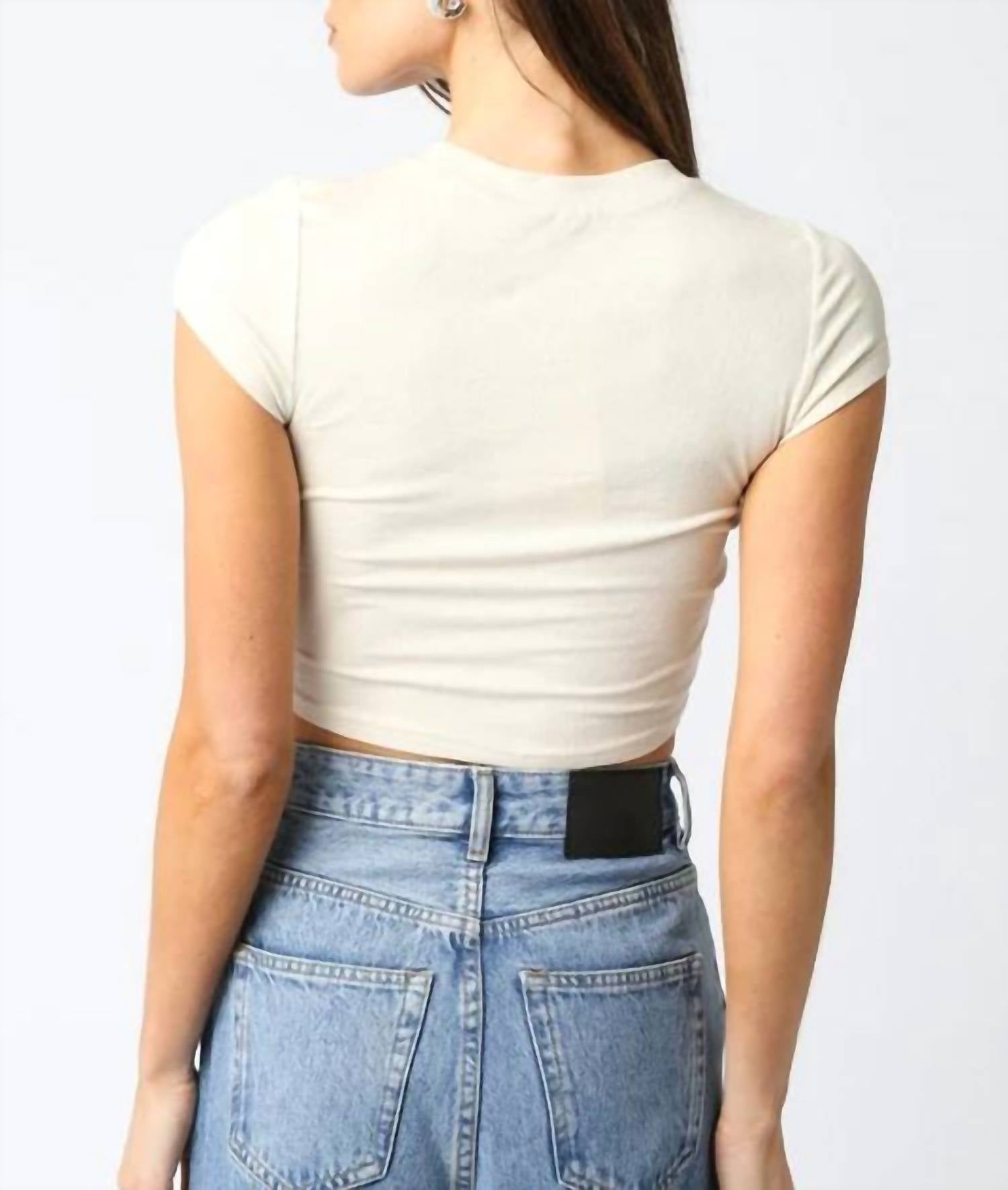 Olivaceous - Miami Fitted Ribbed Short Sleeve Crop Top
