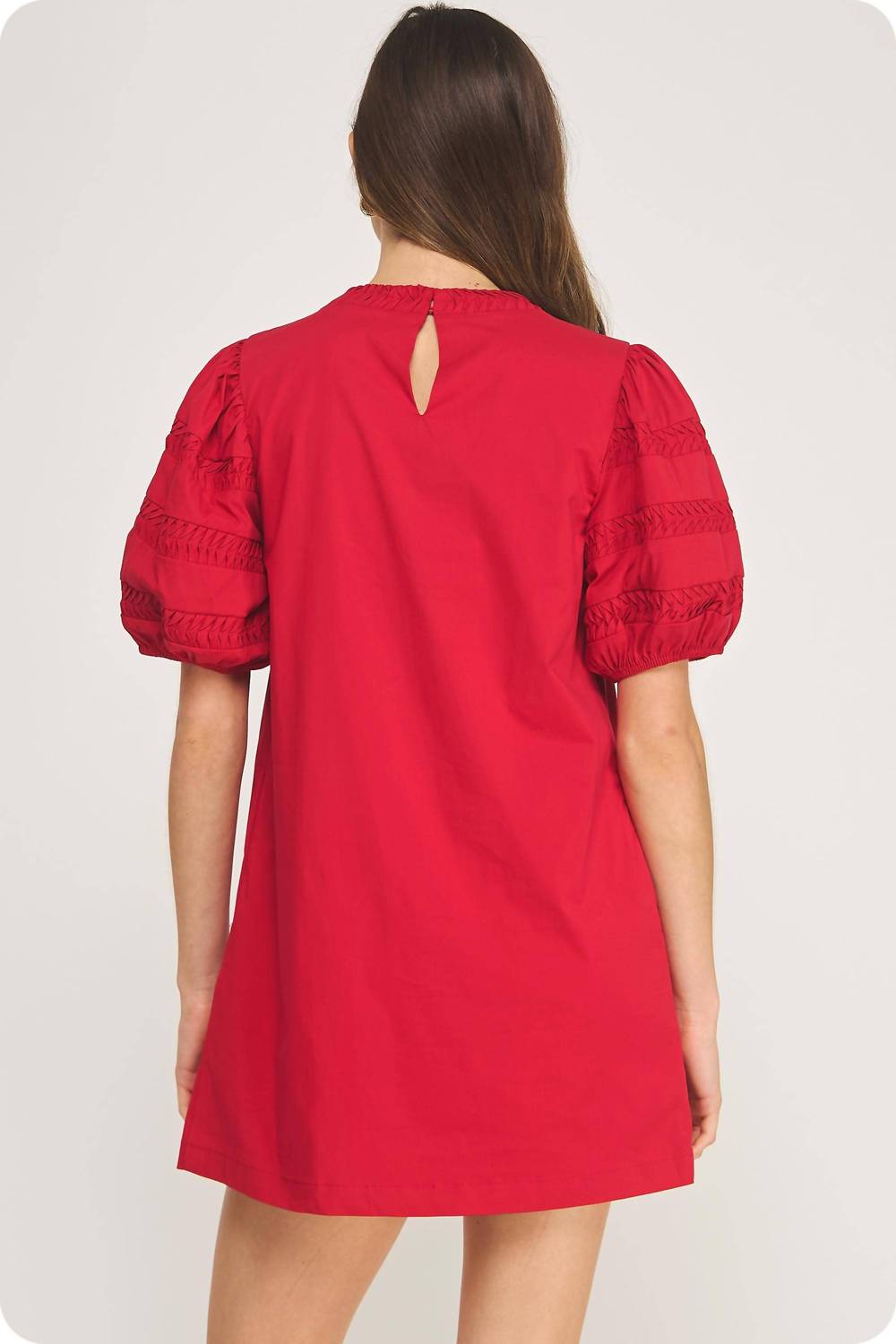 Strut & Bolt - Reverse Pintuck Puff Sleeve Mini Dress