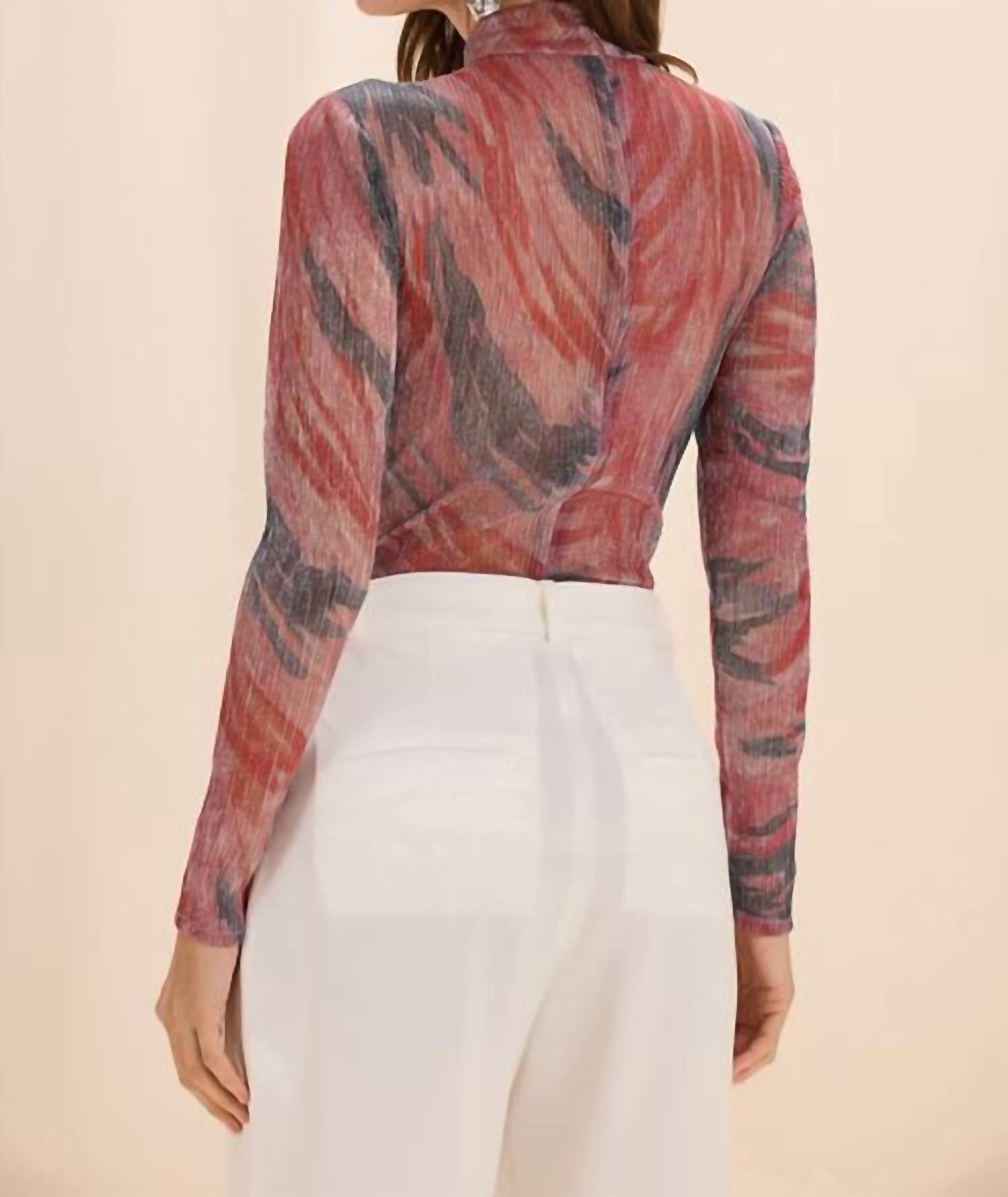 PatBo Twist Long Sleeve Bodysuit in pink - women's shirt - detail view