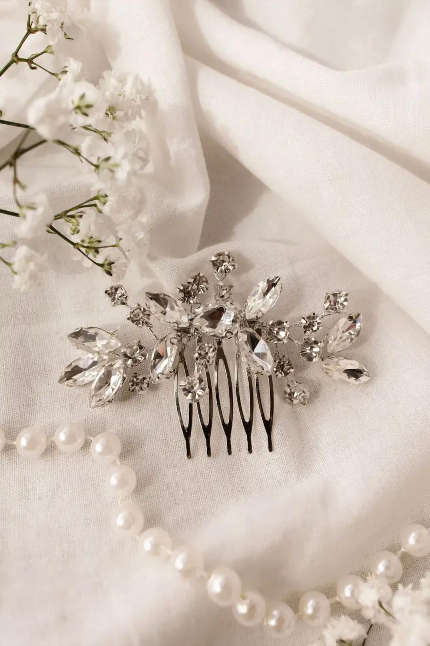 ANDI Women's Alice Crystal Rhinestone Hair Comb in silver - women's accessory