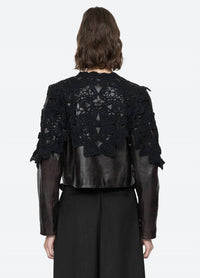 Sea - Gwen Leather Jacket Crochet Overlay