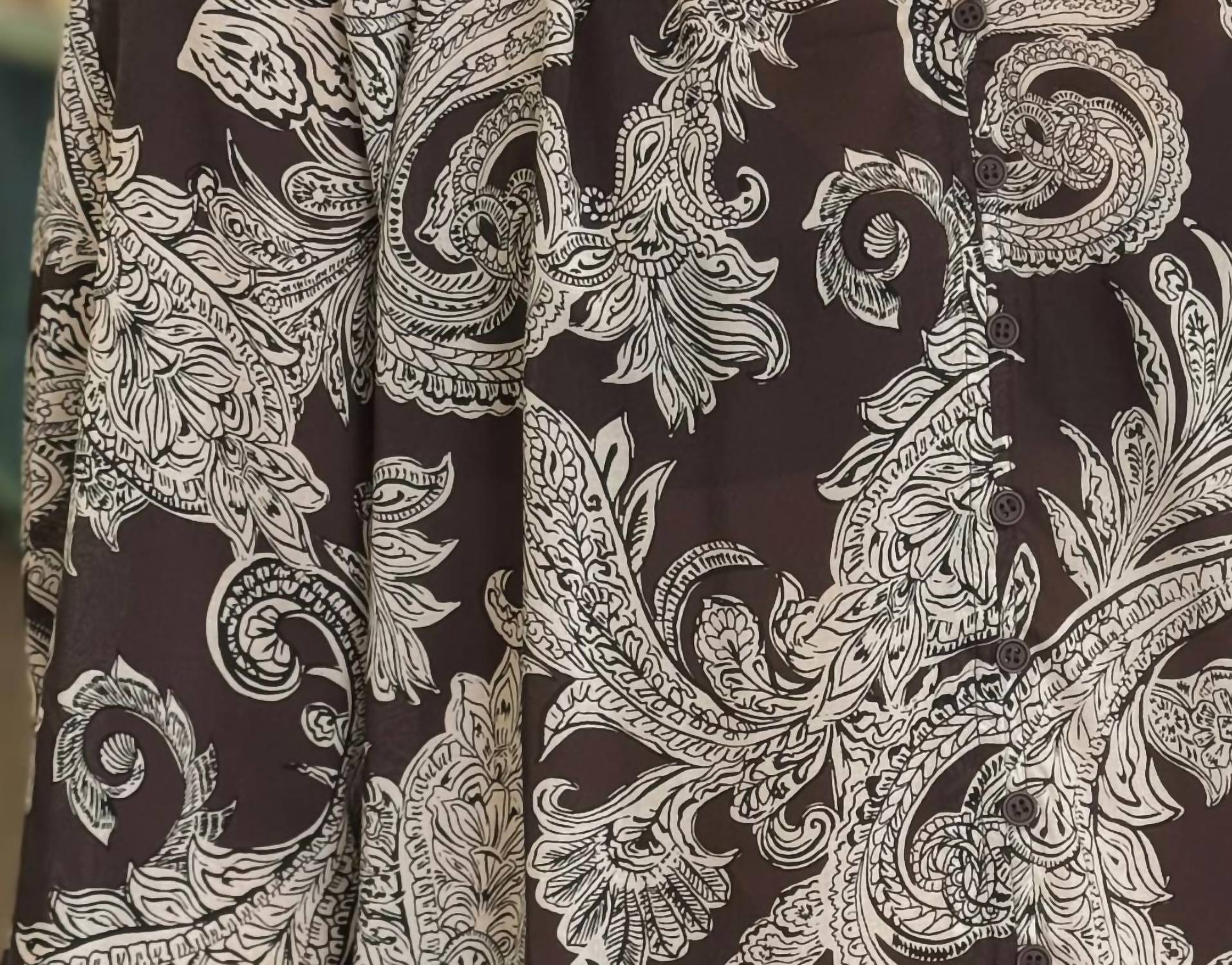 Sanctuary Paisley Long Sleeve Blouse in chocolate - women's blouse - detail view