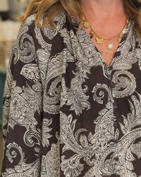 Sanctuary Paisley Long Sleeve Blouse in chocolate - women's blouse - alternate view