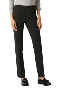 Ecru - Mid Waist Solid Stretch Crepe Pant