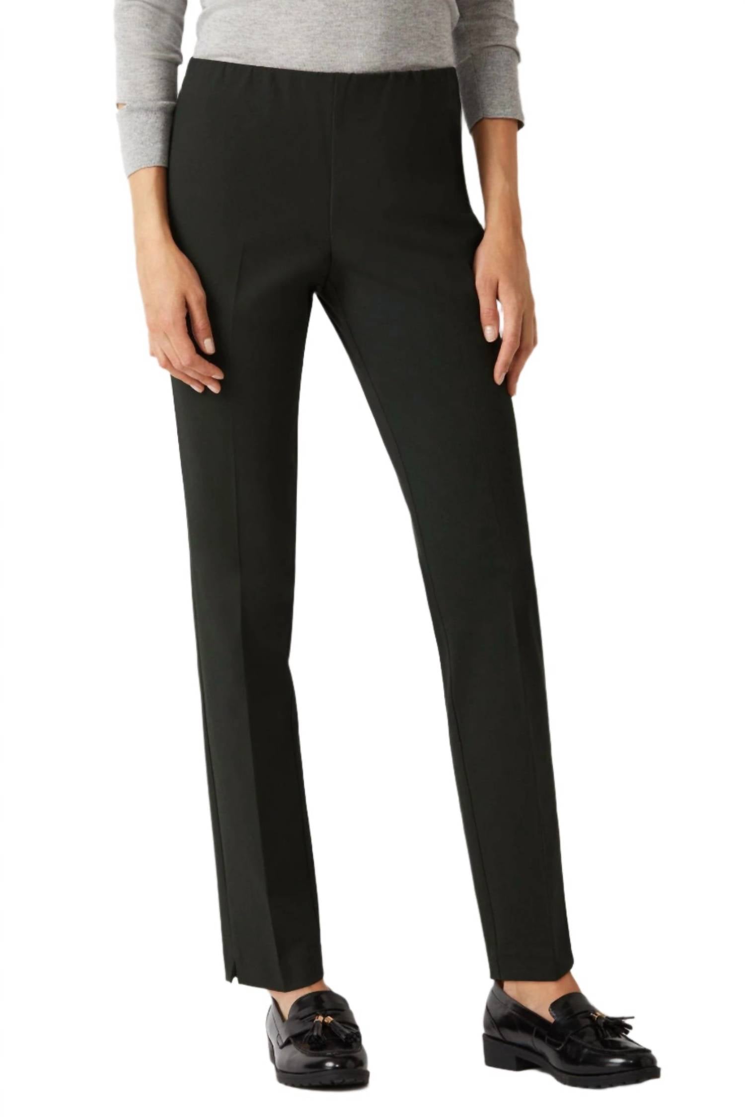Ecru - Mid Waist Solid Stretch Crepe Pant